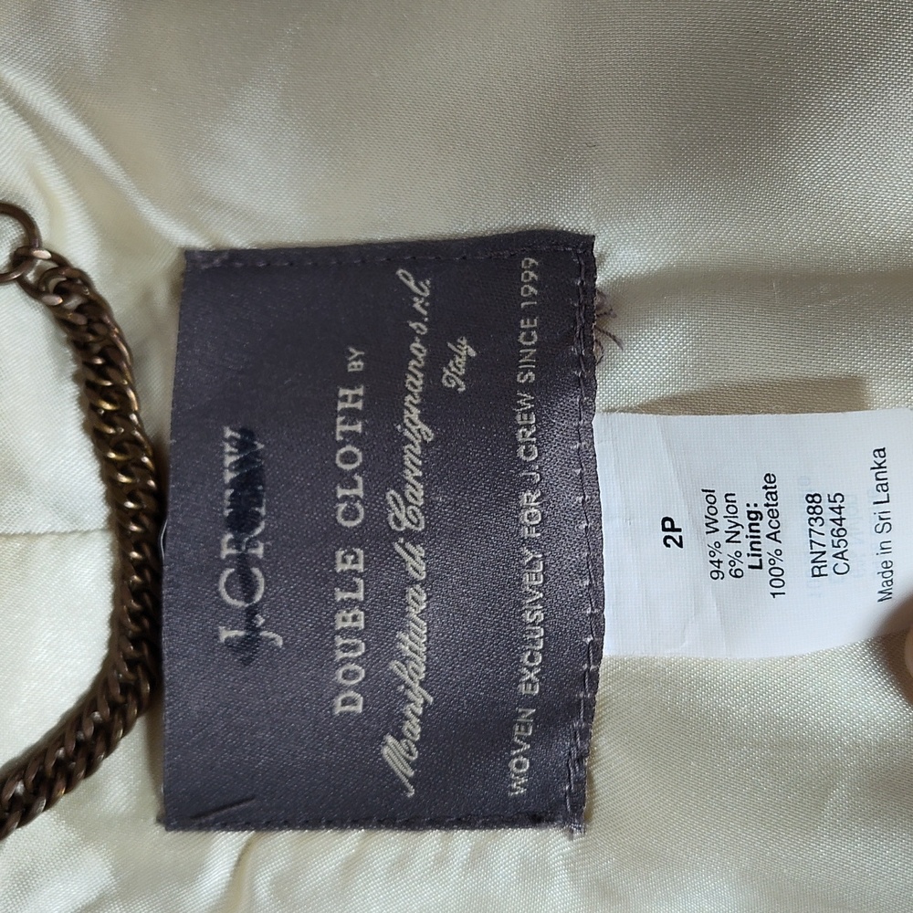 J. Crew Double Cloth Italian Wool Ivory Coat 2P - Picture 12 of 14